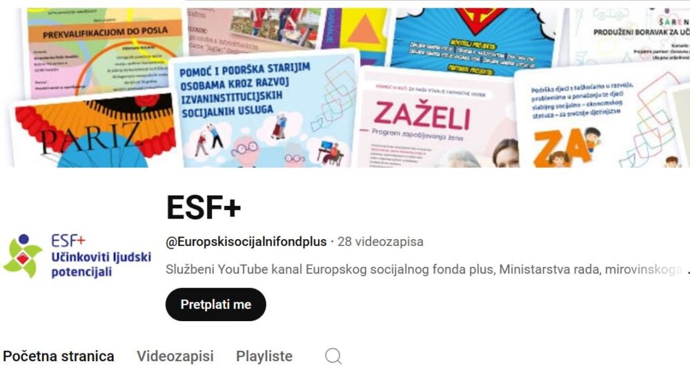 Europski socijalni fond plus sada i na YouTube-u