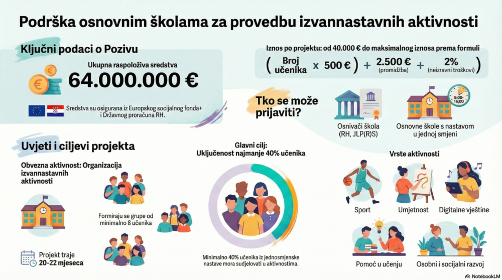 Odluka o financiranju projekata u sklopu Poziva Podrška osnovnim školama za provedbu izvannastavnih aktivnosti kao pripreme za program cjelodnevne škole